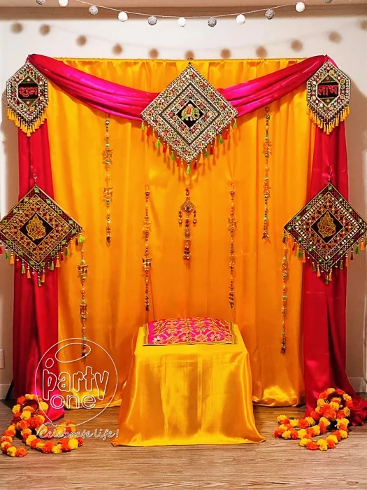 festival decorations Yellow and Red Navratri Puja Decoration